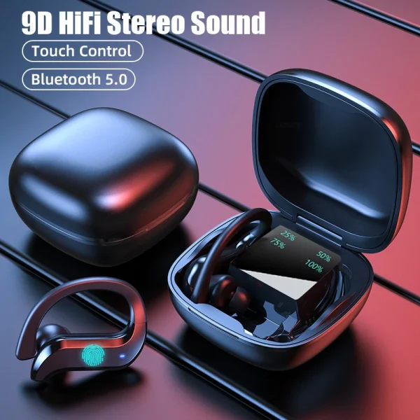 en vente Universal Casque Sans Fil Casque Bluetooth LED Sport Hifi Bouchon D’oreille 9d B… 5