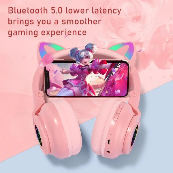 Universal Écouteurs Pour Chat Casque LED Lumineux Bluetooth Casque Sans Fil Cas… Prix très abordable 6
