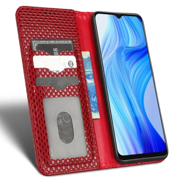 shopping pas cher Other Etui En PU Antichoc, Texture Quadrillée, Fermeture Automatique Magné… 3