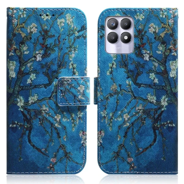 Other Etui En PU Magnétique Avec Support, Fleur D’abricot Pour Votre Realme… mode pas chere 1