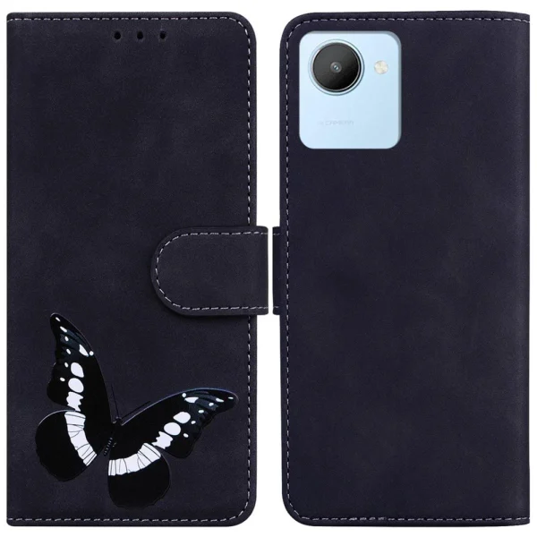 Other Etui En PU Motif Papillon Avec Support Pour Votre Realme C30 4G – Noir magasin france 1