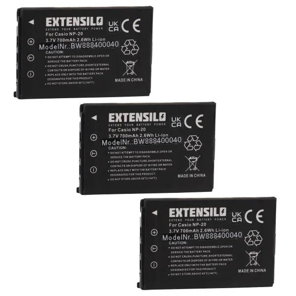 marque pas cher VHBW EXTENSILO 3x Batteries Compatible Avec Casio Exilim EX-S100, EX-M1, EX… 1