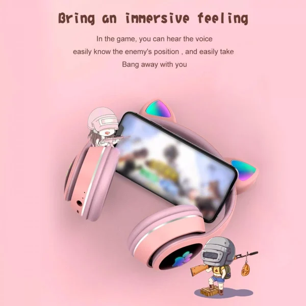 Justgreenbox Over Ear Music Casque Sans Fil Casque De Chat Brillant 7 Lumières Res… grande popularité 6