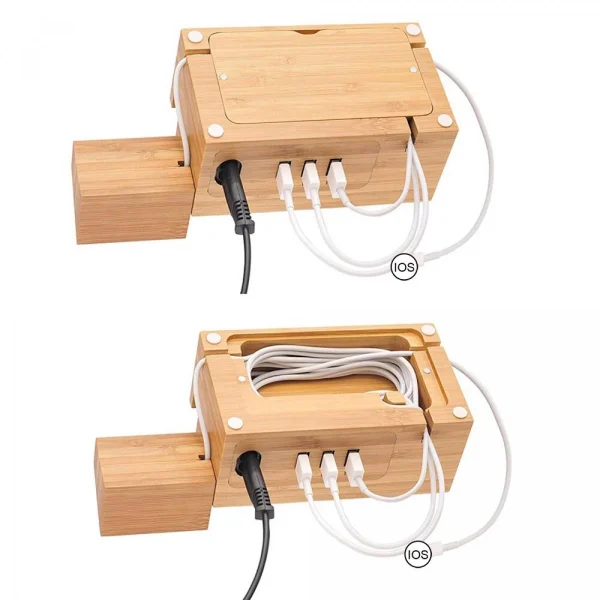 Universal Ports USB Multiples Base De Recharge Station Base De Recharge En Bambo… site pas cher 4