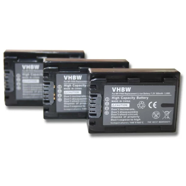 achat Vhbw Set De 3 Batteries 500mAh Pour Caméscope Sony HDR-XR106E, HDR-XR… 1