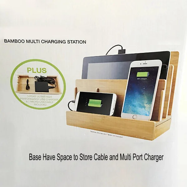 grossiste en ligne Universal Station De Chargement En Bois De Bambou Naturel Multifonctionnel Quai … 6