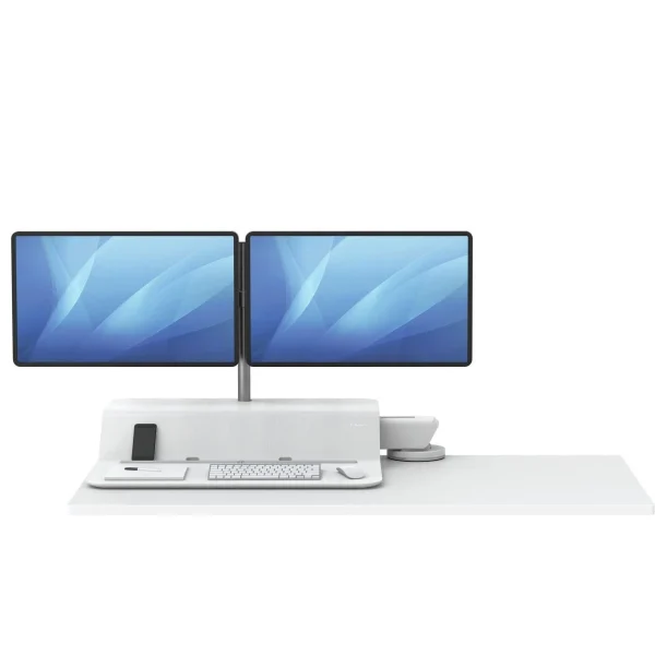 Fellowes Station De Travail Assis-Debout Lotus RT Double Blanc pas cher en vente 3