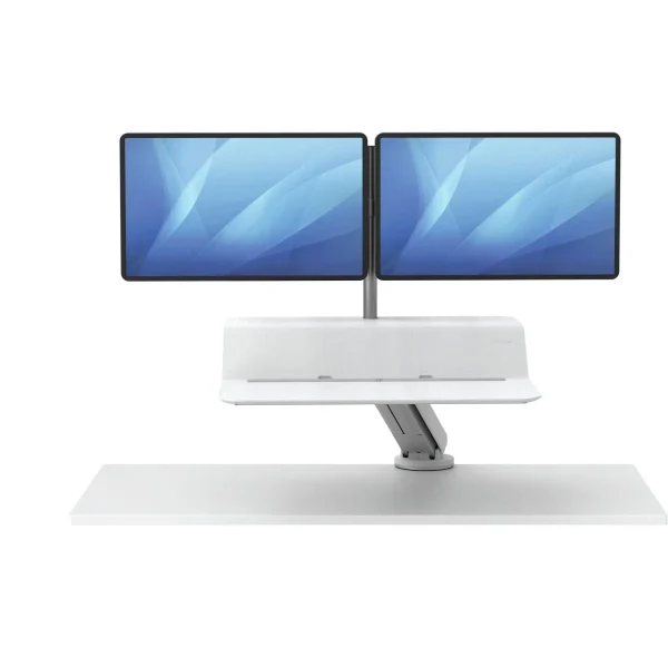 Fellowes Station De Travail Assis-Debout Lotus RT Double Blanc pas cher en vente 4