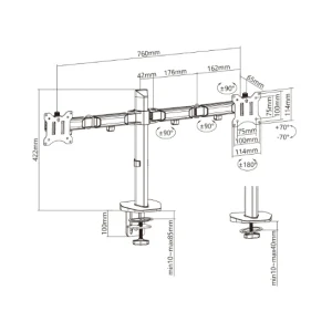 magasins pas chers SANS MARQUE Support Articulé Pour Double écran Deluxe Ergo Office, 17″-32″, Max…. 15