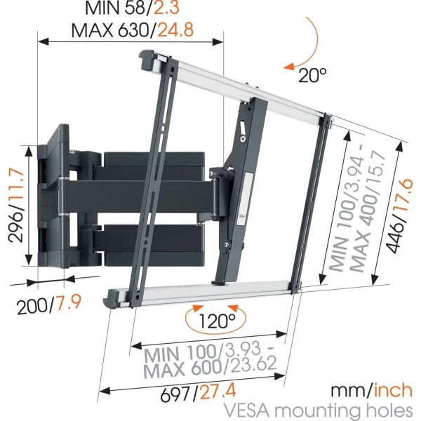 Top ventes Vogel’s Support Mural Inclinable/orientable Pour écran 40 à 100 – Thin550 – … 3