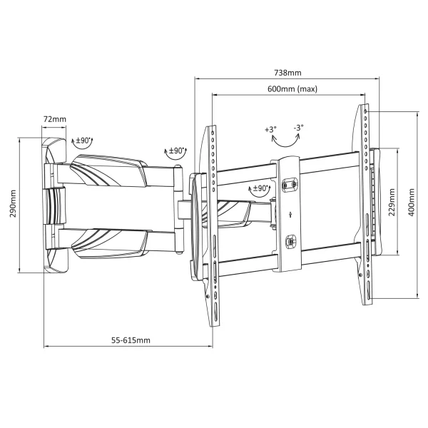 Réductions Support TV 23-70 “Maclean MC-833 Noir à 35kg Max Vesa 600×400 5
