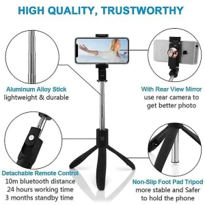 SOLDES TOUT À Universal Trépied De Bâton De Selfie Avec Télécommande Pour IPhone, Samsung … 10