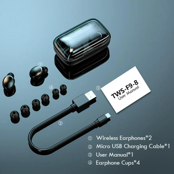 GUPBOO TWS F9 écouteurs Sans Fil 2000 MAh étui De Charge Casque De Sport Bl… en ligne 3